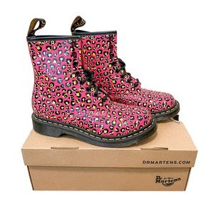 Dr. Martens 1460 Leopard Smooth Leather Lace Up Boots, size 7, New in Box